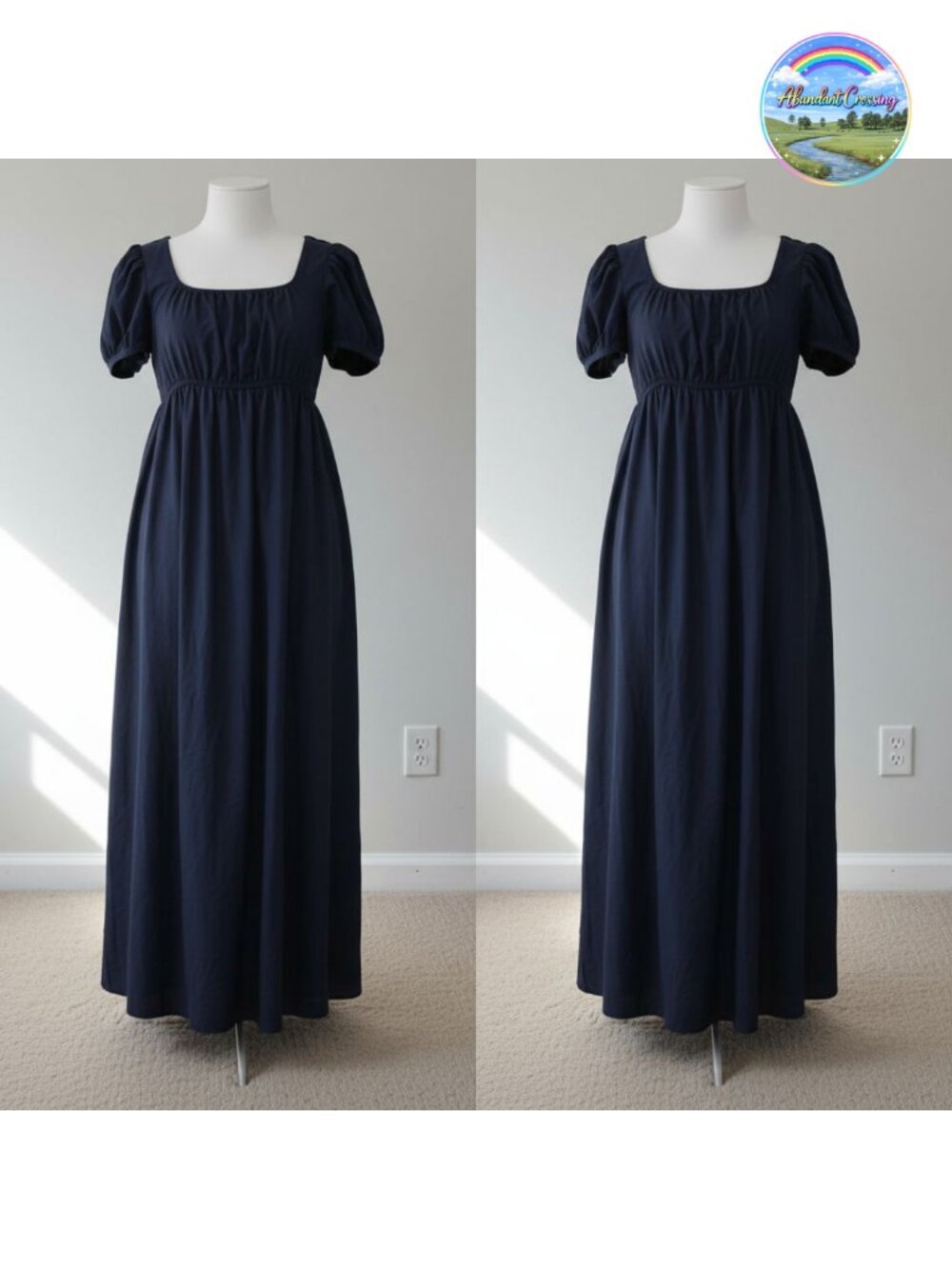 Vintage Regency High Waist Victorian Tea Gown Dress Formal Prom